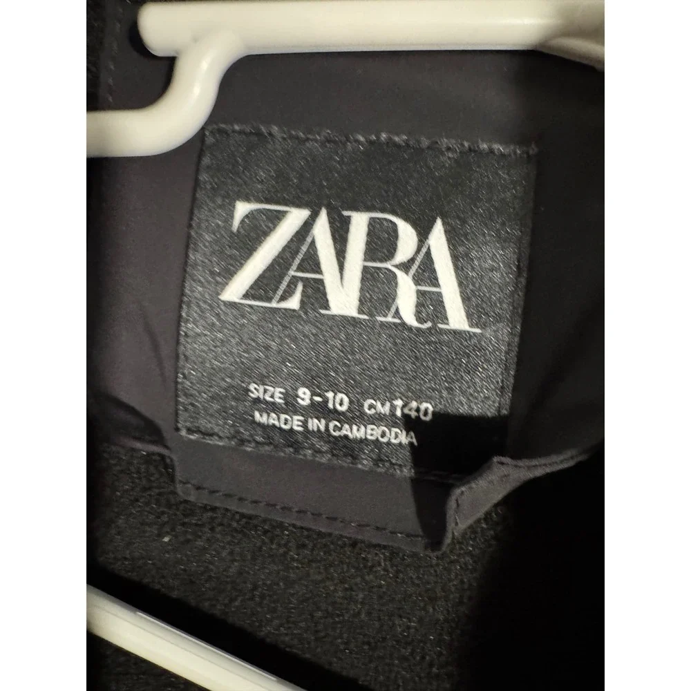 Zara Boys Black Hooded Raincoat Soft Shell Jacket 9 10 Fleece‎ Lined Techwear